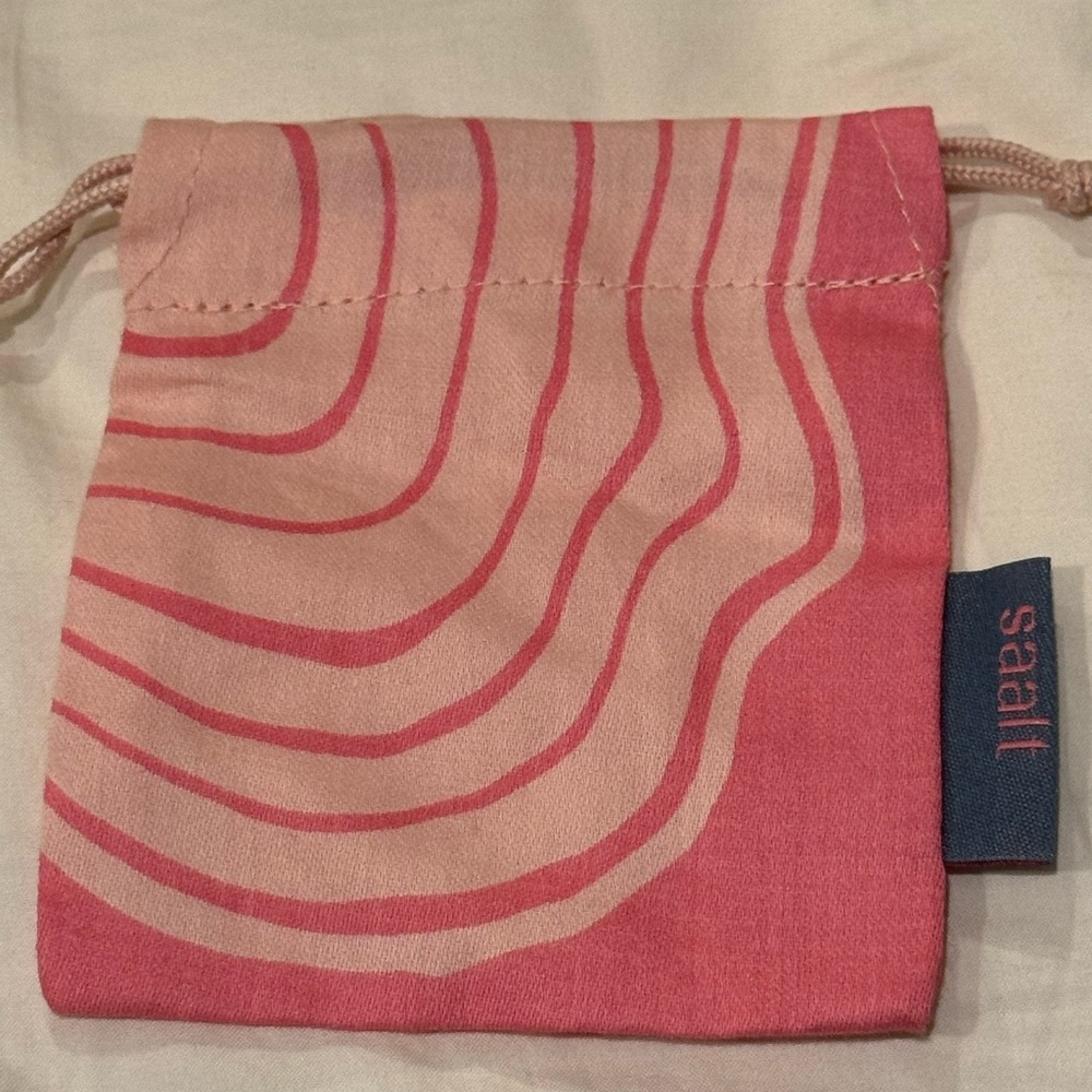 Saalt Pink and Cream Drawstring Pouch, NWOT